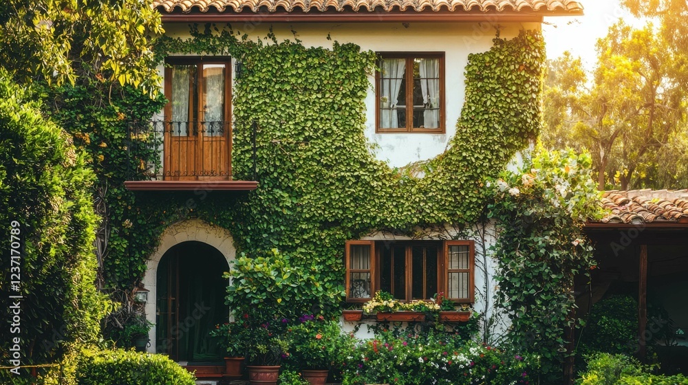 Charming House Covered in Lush Green Ivy and Beautiful Plants Charming House Covered in Lush Green Ivy and Beautiful Plants