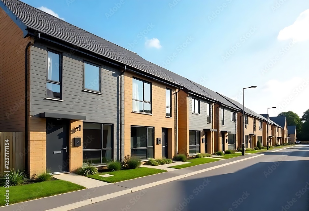 House or Villa's, Villa's with Cream color, Exterior view of 02 story house with modern design and having black glass windows
House or Villa's, Villa's with Cream color, Exterior view of 02 story house with modern design and having black glass windows