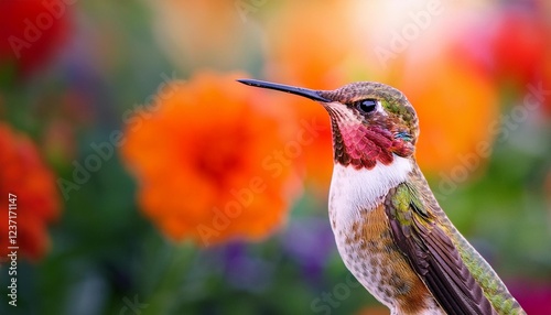 allen hummingbird bird blurry nature background ai generated photo