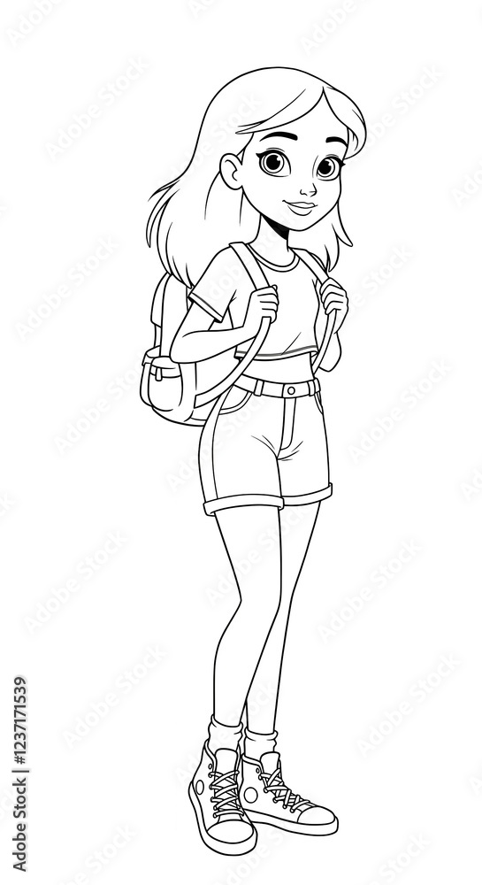 girl with a backpack sketch girl with a backpack sketch