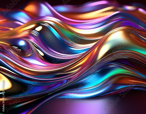 liquid chrome abstraction with vibrant waves and chromatic gradients