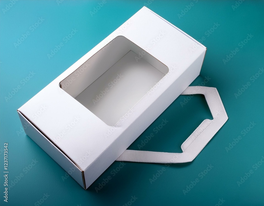 blank white cardboard box with window and handle mock up blank white cardboard box with window and handle mock up