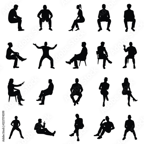 Young People Silhouettes,Highly Detailed People,People Silhouettes,Groups of People