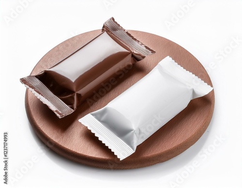 blank white candy bar plastic wrap mockup isolated closed and opened chocolate bar packaging wrapper template choco factory logo candybar package mock up sweet pastry shop energy bar container
