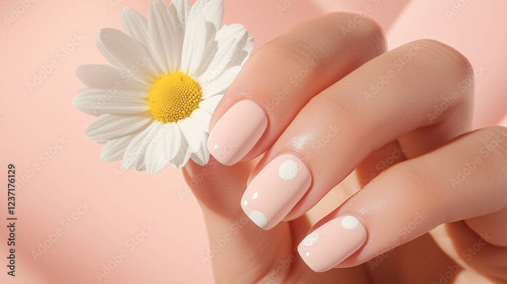 Delicate Pink Nails with Daisies Delicate Pink Nails with Daisies