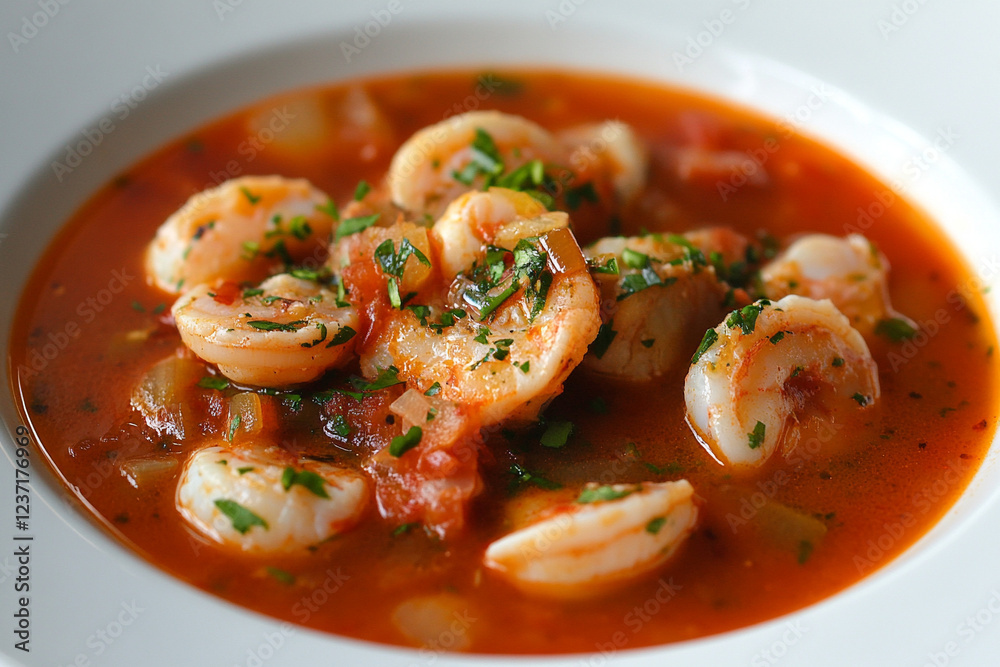 A bowl of prawn soup generative AI A bowl of prawn soup generative AI