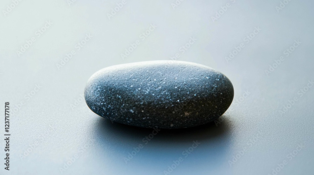 Smooth Black Stone on Soft Gray Surface with Gentle Lighting Smooth Black Stone on Soft Gray Surface with Gentle Lighting