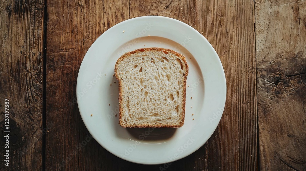 Fresh Slice of Bread on Rustic Wooden Table in Natural Light Fresh Slice of Bread on Rustic Wooden Table in Natural Light