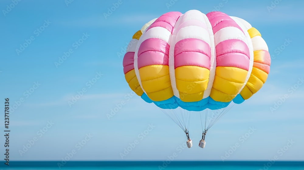 Fototapeta premium Parasailing over turquoise ocean, sunny day