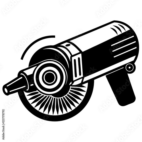 Angle Grinder Construction Tool Vector | Clipart, Line Art & Cartoon Illustration, High-quality angle grinder vector—cartoon, clipart, and line art for design, prints, and digital use.