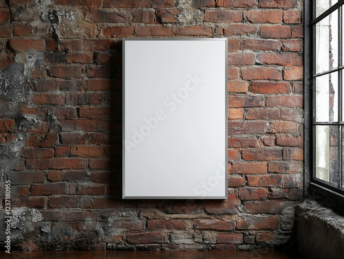 Blank canvas on brick wall. Blank canvas on brick wall background