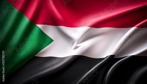Free Download Vibrant Sudan flag waving with luxurious satin texture - Patriotic and cultural symbol - GFXLoad