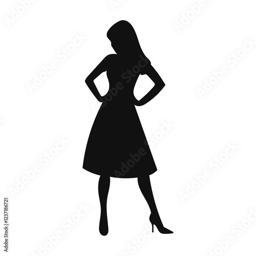 Vector silhouette of woman, girl