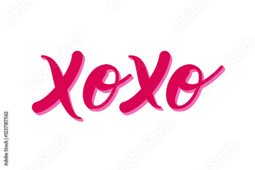 XOXO handwritten in cursive calligraphy text for love note in vector