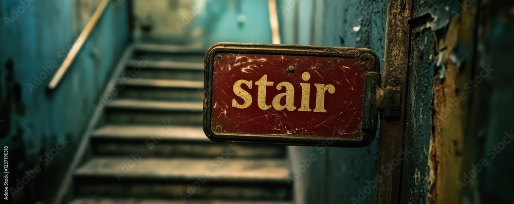 Fototapeta premium The Vintage Stairwell: A Journey Through Time in Urban Architecture with a Focus on Historic Charm and Rustic Elegance in Interior Design