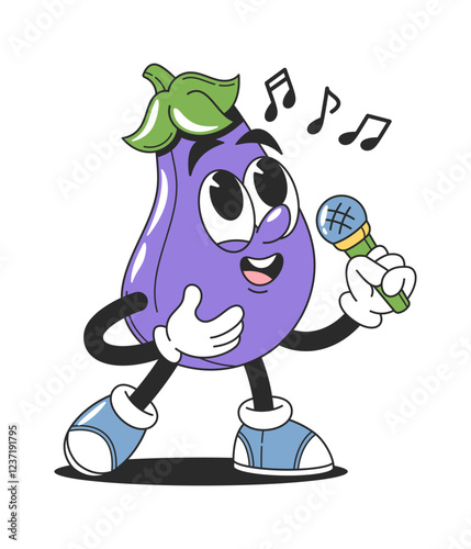 Purple eggplant vegetable groovy character