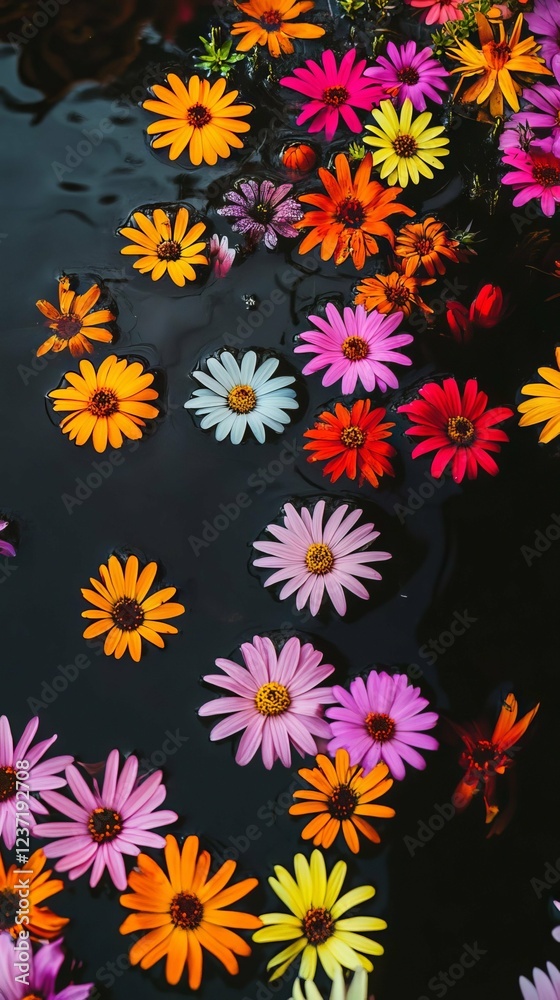 Floating Flowers in Vibrant Colors Floating Flowers in Vibrant Colors