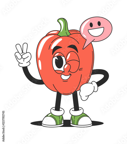 Red pepper winking kawaii character