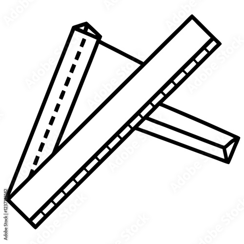  Folding Ruler Construction Tool Vector | Clipart, Line Art & Cartoon Illustration, Folding ruler construction tool vector clipart in cartoon, line art, and digital illustration style.