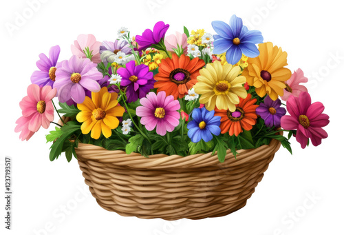 Wallpaper Mural Beautiful basket of colorful flowers with greenery isolated on transparent background Torontodigital.ca