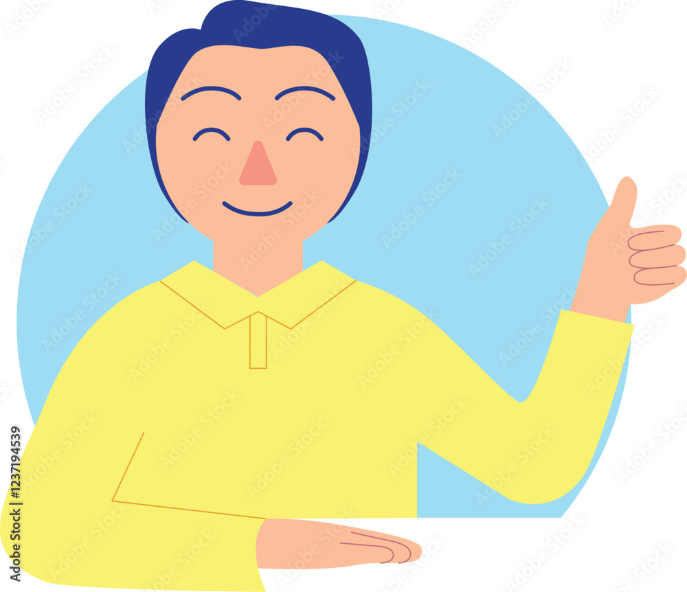 Hombre feliz con pulgar arriba
