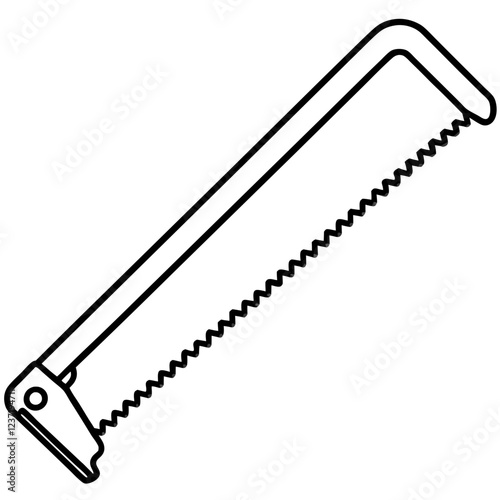 Hacksaw Construction Tool Vector | Clipart, Line Art & Cartoon Illustration, Hacksaw construction tool vector clipart in line art, cartoon, and silhouette styles.
