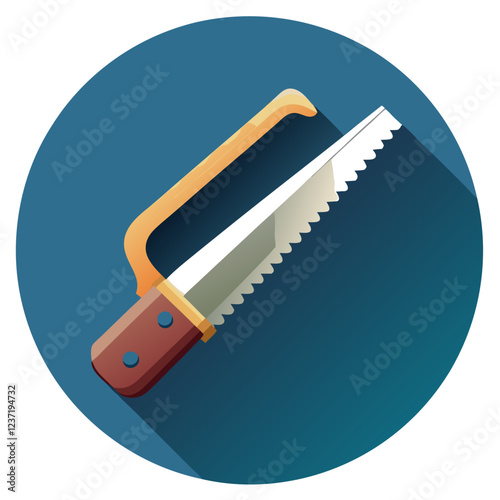 Hacksaw Construction Tool Vector | Clipart, Line Art & Cartoon Illustration, Hacksaw construction tool vector clipart in line art, cartoon, and silhouette styles.