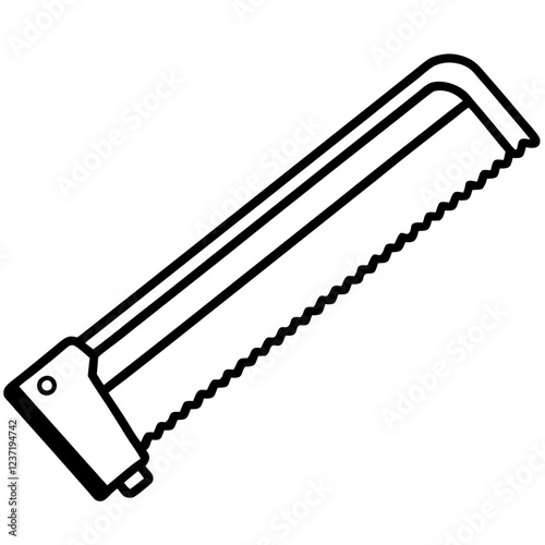 Hacksaw Construction Tool Vector | Clipart, Line Art & Cartoon Illustration, Hacksaw construction tool vector clipart in line art, cartoon, and silhouette styles.