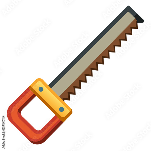 Hacksaw Construction Tool Vector | Clipart, Line Art & Cartoon Illustration, Hacksaw construction tool vector clipart in line art, cartoon, and silhouette styles.