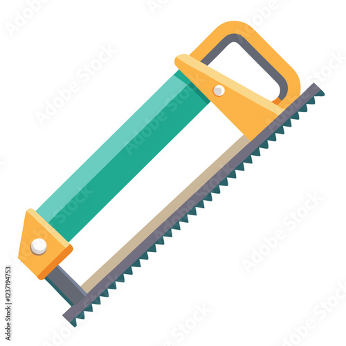 Hacksaw Construction Tool Vector | Clipart, Line Art & Cartoon Illustration, Hacksaw construction tool vector clipart in line art, cartoon, and silhouette styles.