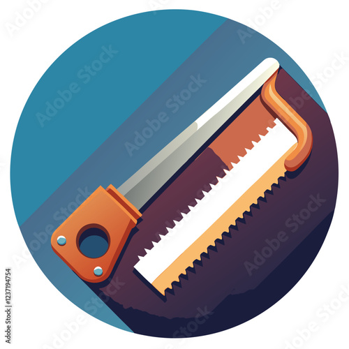 Hacksaw Construction Tool Vector | Clipart, Line Art & Cartoon Illustration, Hacksaw construction tool vector clipart in line art, cartoon, and silhouette styles.