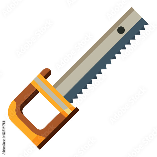 Hacksaw Construction Tool Vector | Clipart, Line Art & Cartoon Illustration, Hacksaw construction tool vector clipart in line art, cartoon, and silhouette styles.