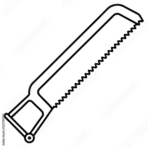 Hacksaw Construction Tool Vector | Clipart, Line Art & Cartoon Illustration, Hacksaw construction tool vector clipart in line art, cartoon, and silhouette styles.