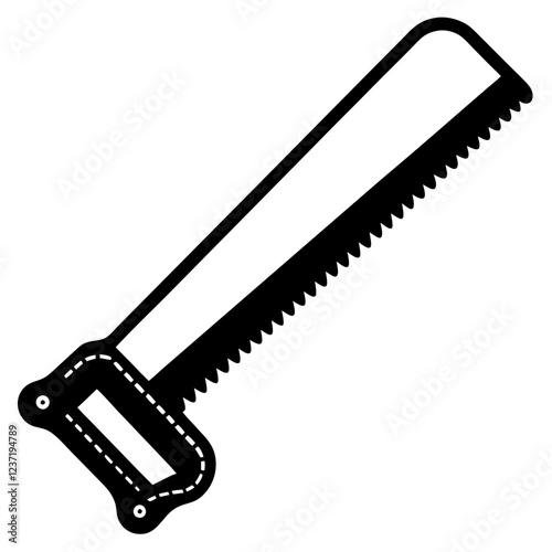 Hacksaw Construction Tool Vector | Clipart, Line Art & Cartoon Illustration, Hacksaw construction tool vector clipart in line art, cartoon, and silhouette styles.