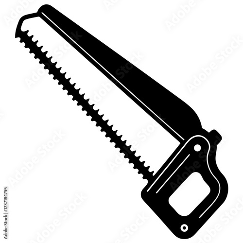 Hacksaw Construction Tool Vector | Clipart, Line Art & Cartoon Illustration, Hacksaw construction tool vector clipart in line art, cartoon, and silhouette styles.