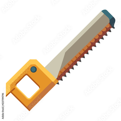 Hacksaw Construction Tool Vector | Clipart, Line Art & Cartoon Illustration, Hacksaw construction tool vector clipart in line art, cartoon, and silhouette styles.
