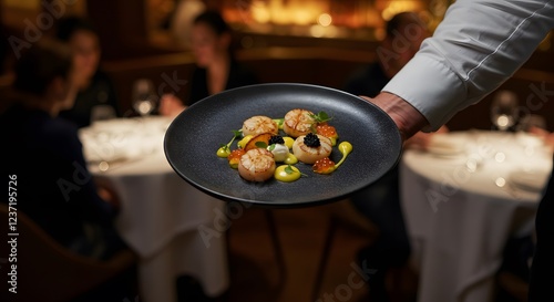 Delicious Seared Scallops Dish Fine Dining Restaurant Food