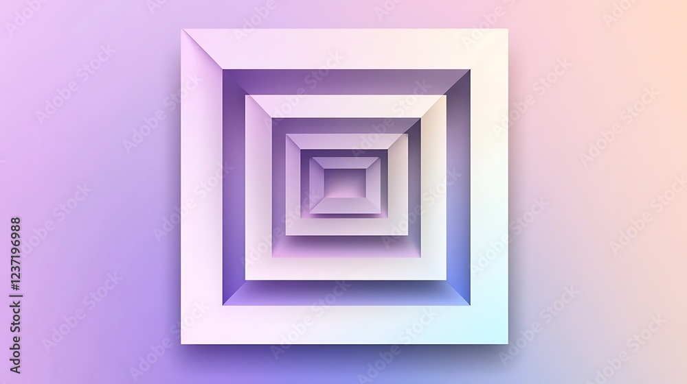 Fototapeta premium Abstract pastel square layered design in shades of purple and white