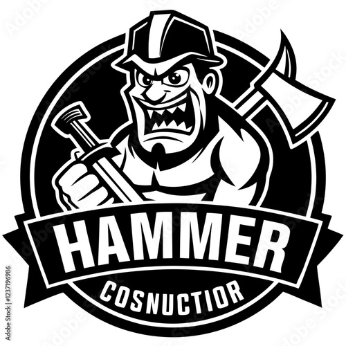 Hammer Construction Tool Vector | Cartoon, Clipart & Line Art Illustration, High-quality hammer construction tool vector in cartoon, clipart, and line art style. Perfect for design.