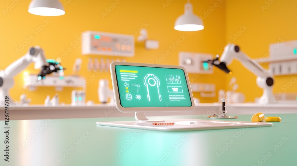 Naklejka premium Modern Laboratory with Advanced Technology Display