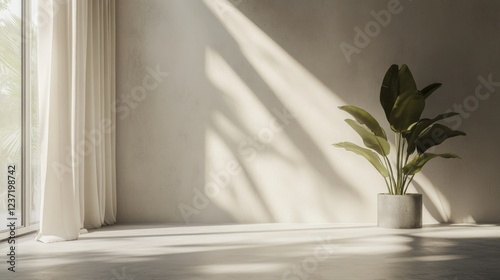 Contemporary Home Interior with Plant and Sunlight