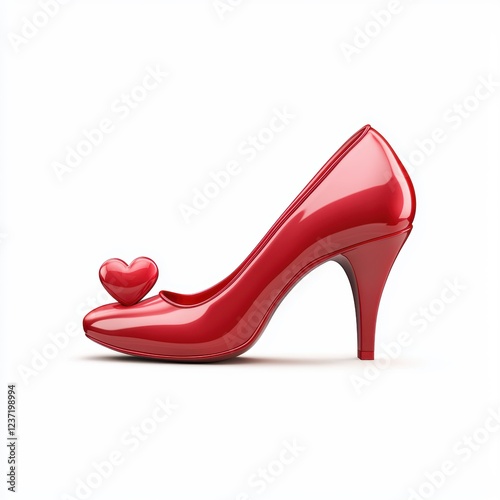 elegant red high heel shoe, isolated on a white background for Saint Valentines Day