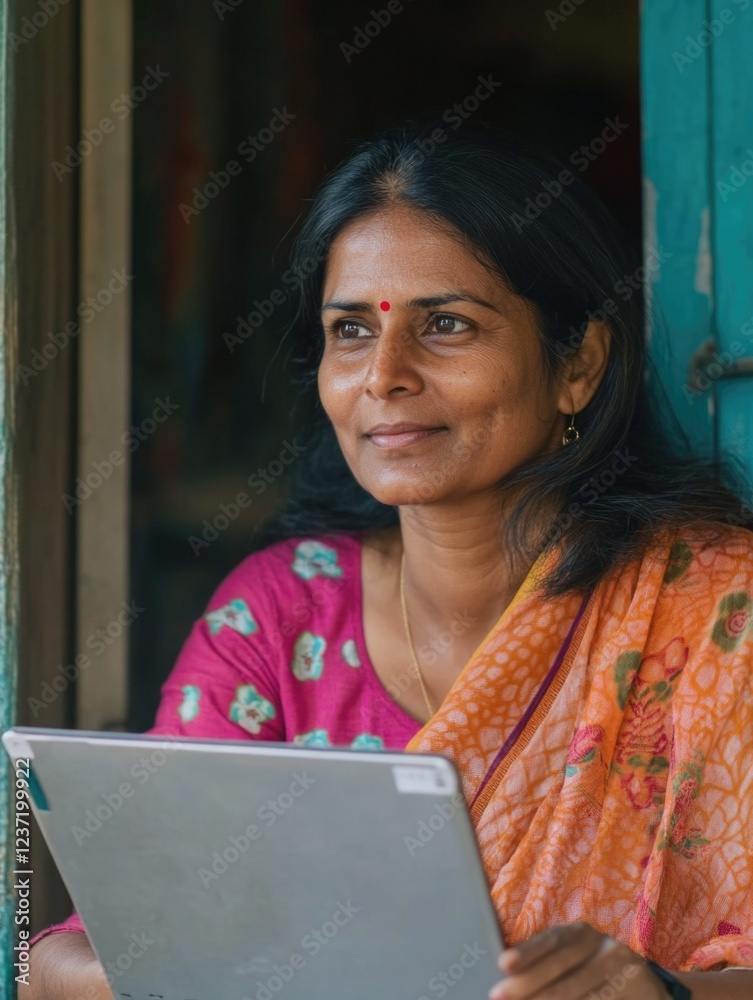 Serene Woman With Tablet