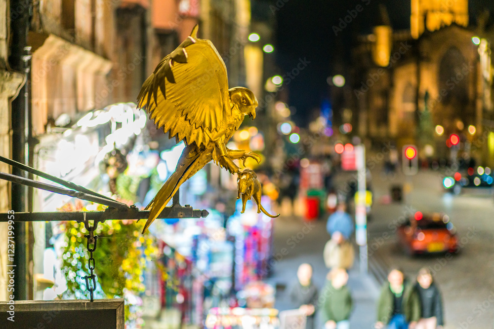 Gladstone's Land House facade scuplture at Edinburgh Royal Mile
