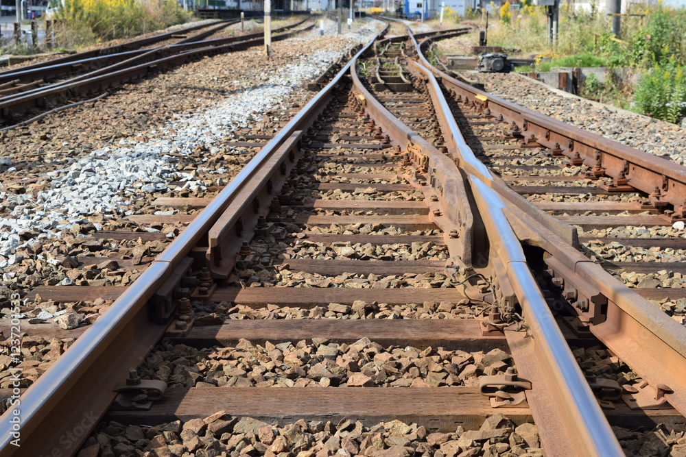 Naklejka premium 鉄道線路の分岐ポイント