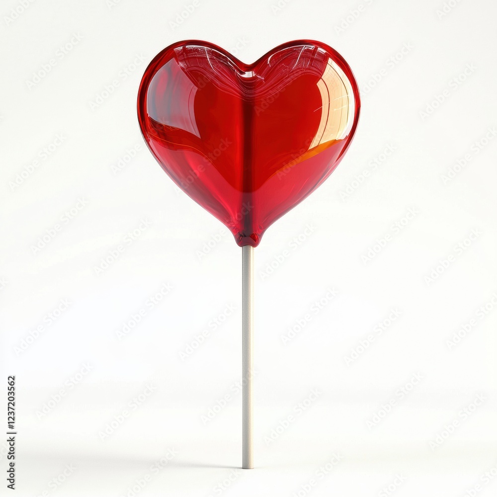 red heart-shaped lollipop with a shiny surface, isolated on a white background for Saint Valentines Day red heart-shaped lollipop with a shiny surface, isolated on a white background for Saint Valentines Day