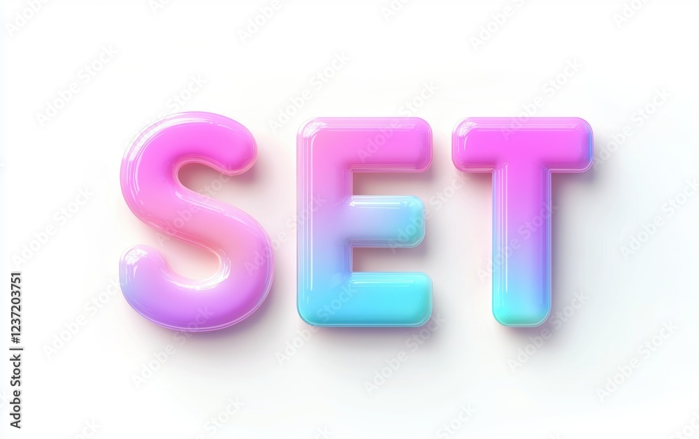 text SET in pastel colors with a glossy finish, featuring a delicate shadow, isolated on a white background text SET in pastel colors with a glossy finish, featuring a delicate shadow, isolated on a white background