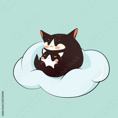 Сute cats on a cloud