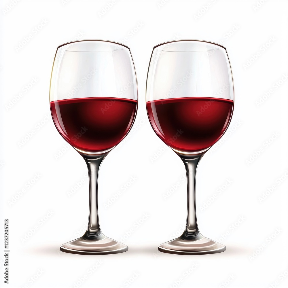 two clinking wine glasses with red wine, isolated on a white background for Saint Valentines Day two clinking wine glasses with red wine, isolated on a white background for Saint Valentines Day