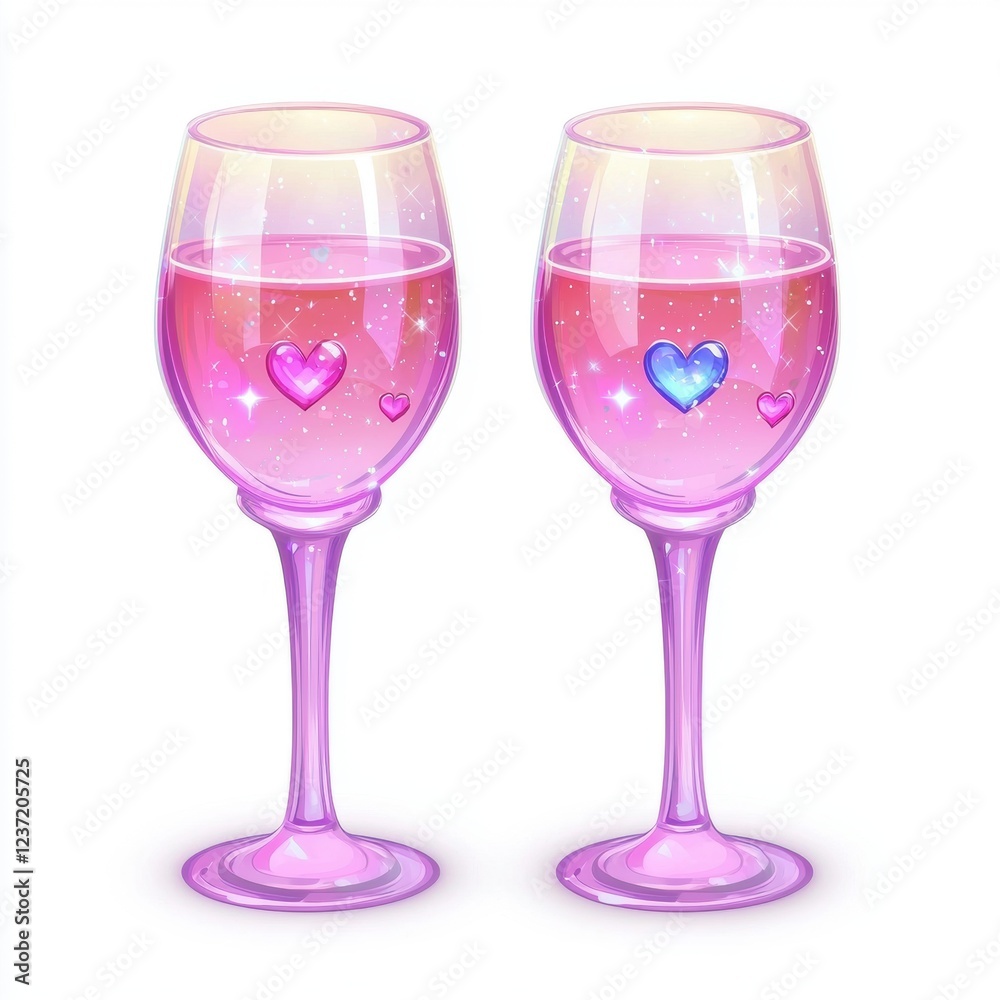 wine glasses filled with sparkling wine, isolated on a white background for Saint Valentines Day wine glasses filled with sparkling wine, isolated on a white background for Saint Valentines Day